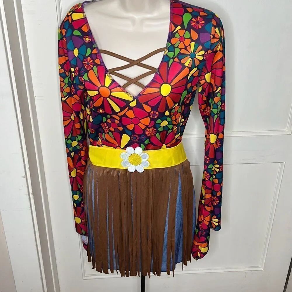 Dreamgirl Flower Power Hippie Dress 60's Adult Women's Hippie Halloween Costume